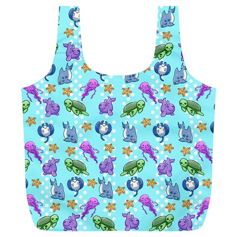 Sea Ocean Sealife Turtle Jellyfish Full Print Recycle Bag (XL) from ArtsNow.com Back