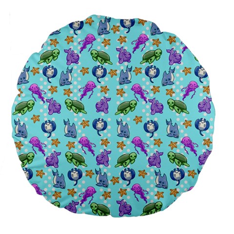 Sea Ocean Sealife Turtle Jellyfish Large 18  Premium Flano Round Cushions from ArtsNow.com Back