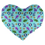 Sea Ocean Sealife Turtle Jellyfish Large 19  Premium Flano Heart Shape Cushions