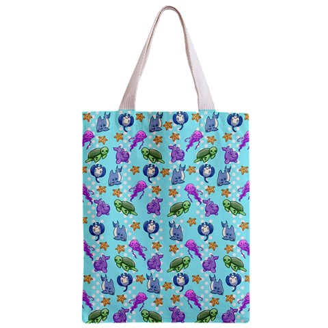 Sea Ocean Sealife Turtle Jellyfish Zipper Classic Tote Bag from ArtsNow.com Back