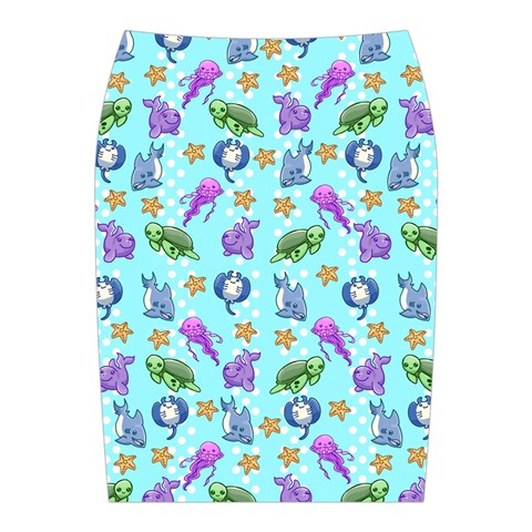 Sea Ocean Sealife Turtle Jellyfish Midi Wrap Pencil Skirt from ArtsNow.com Back