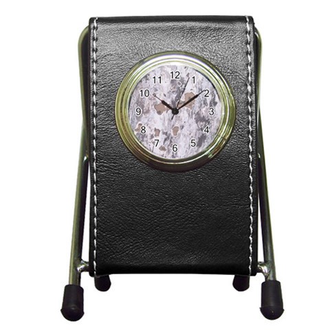 Cracked Marble Symphony Pattern Design Pen Holder Desk Clock from ArtsNow.com Front