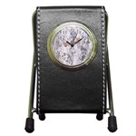 Cracked Marble Symphony Pattern Design Pen Holder Desk Clock