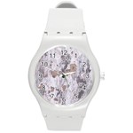 Cracked Marble Symphony Pattern Design Round Plastic Sport Watch (M)