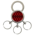 muster rot schwarz 3-Ring Key Chain