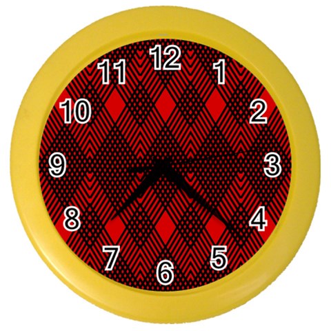 muster rot schwarz Color Wall Clock from ArtsNow.com Front