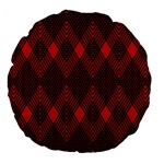 muster rot schwarz Large 18  Premium Flano Round Cushions