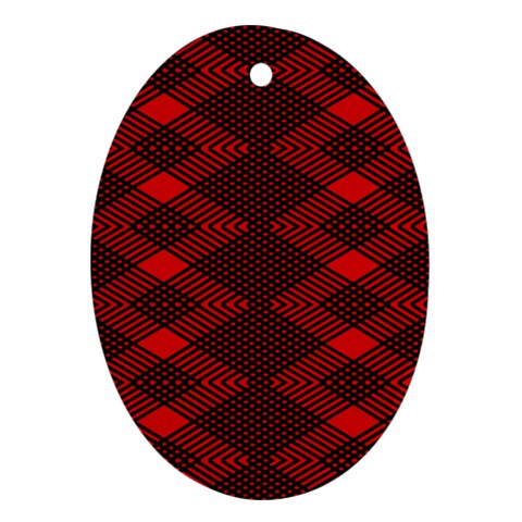 pattern black red Ornament (Oval) from ArtsNow.com Front