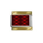 pattern black red Gold Trim Italian Charm (9mm)