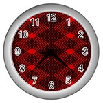 pattern black red Wall Clock (Silver)