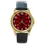 pattern black red Round Gold Metal Watch