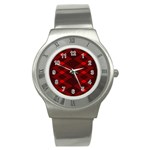 pattern black red Stainless Steel Watch