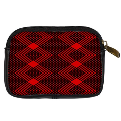 pattern black red Digital Camera Leather Case from ArtsNow.com Back