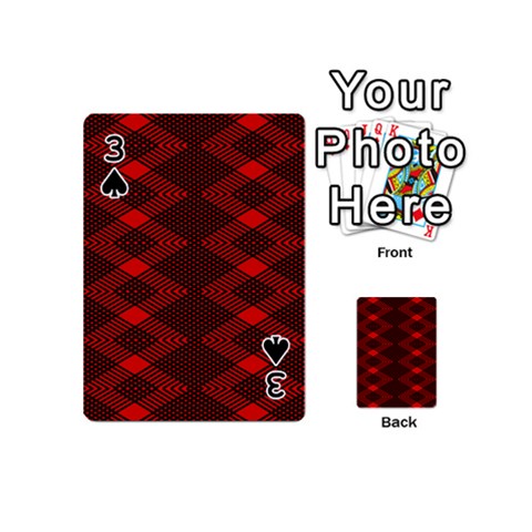 pattern black red Playing Cards 54 Designs (Mini) from ArtsNow.com Front - Spade3