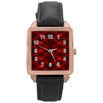 pattern black red Rose Gold Leather Watch 