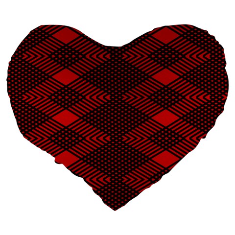 pattern black red Large 19  Premium Flano Heart Shape Cushions from ArtsNow.com Back