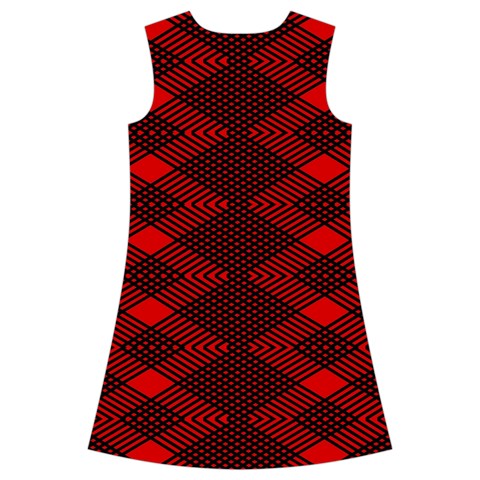 pattern black red Kids  Short Sleeve Velvet Dress from ArtsNow.com Back