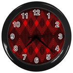 pattern red black, Wall Clock (Black)