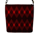 pattern red black, Flap Closure Messenger Bag (L)