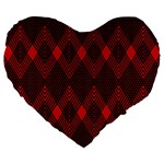 pattern red black, Large 19  Premium Flano Heart Shape Cushions