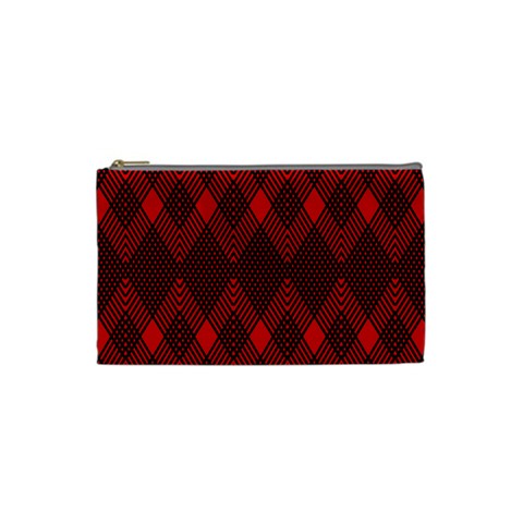 pattern red black, Cosmetic Bag (XS) from ArtsNow.com Front