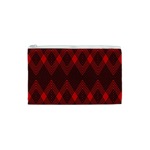 pattern red black, Cosmetic Bag (XS) from ArtsNow.com Front