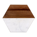 pattern red black, Marble Wood Coaster (Hexagon) 