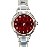 pattern, red, black,  Round Italian Charm Watch