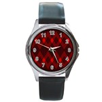 pattern, red, black,  Round Metal Watch