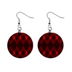 pattern, red, black,  Mini Button Earrings