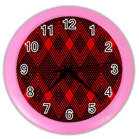 pattern, red, black,  Color Wall Clock from ArtsNow.com Front