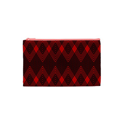 pattern, red, black,  Cosmetic Bag (XS) from ArtsNow.com Front