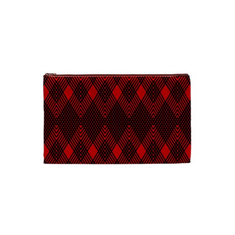 pattern, red, black,  Cosmetic Bag (XS) from ArtsNow.com Front