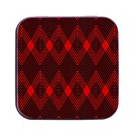 pattern, red, black,  Square Metal Box (Black)