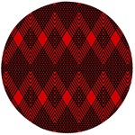 pattern, red, black,  Wooden Bottle Opener (Round)