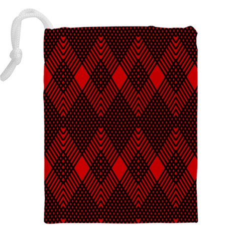 pattern, red, black,  Drawstring Pouch (5XL) from ArtsNow.com Back