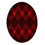 pattern, red, black,  Oval Glass Fridge Magnet (4 pack)