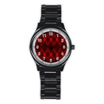 Muster rot rot schwarz Stainless Steel Round Watch