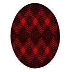 Muster rot rot schwarz Oval Glass Fridge Magnet (4 pack)