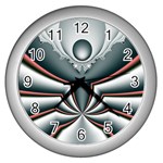 Fractal grau Wall Clock (Silver)