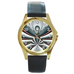 Fractal grau Round Gold Metal Watch