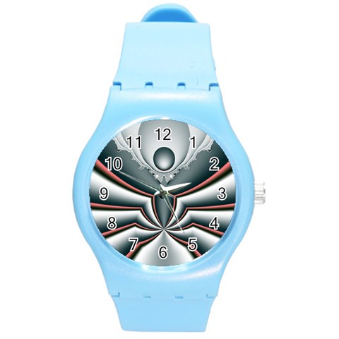 Fractal grau Round Plastic Sport Watch (M) from ArtsNow.com Front