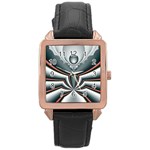 Fractal grau Rose Gold Leather Watch 