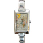 Vintage World Map Rectangle Italian Charm Watch