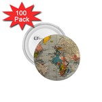 Vintage World Map 1.75  Buttons (100 pack) 