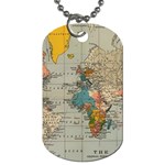 Vintage World Map Dog Tag (Two Sides)