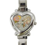 Vintage World Map Heart Italian Charm Watch