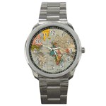 Vintage World Map Sport Metal Watch