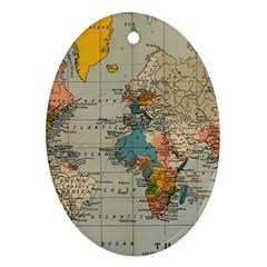 Vintage World Map Oval Ornament (Two Sides) from ArtsNow.com Back