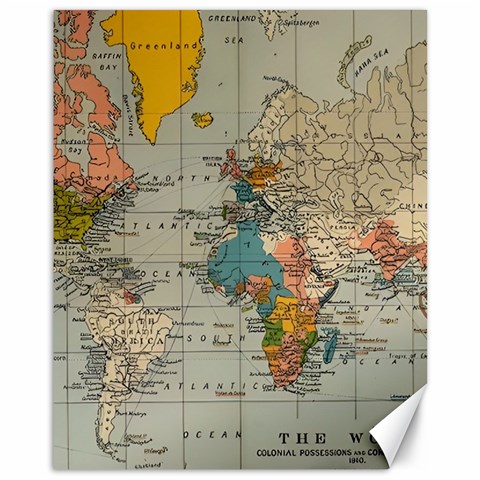 Vintage World Map Canvas 11  x 14  from ArtsNow.com 10.95 x13.48  Canvas - 1